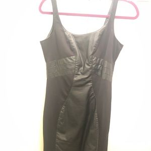 Sexy black dress with leather